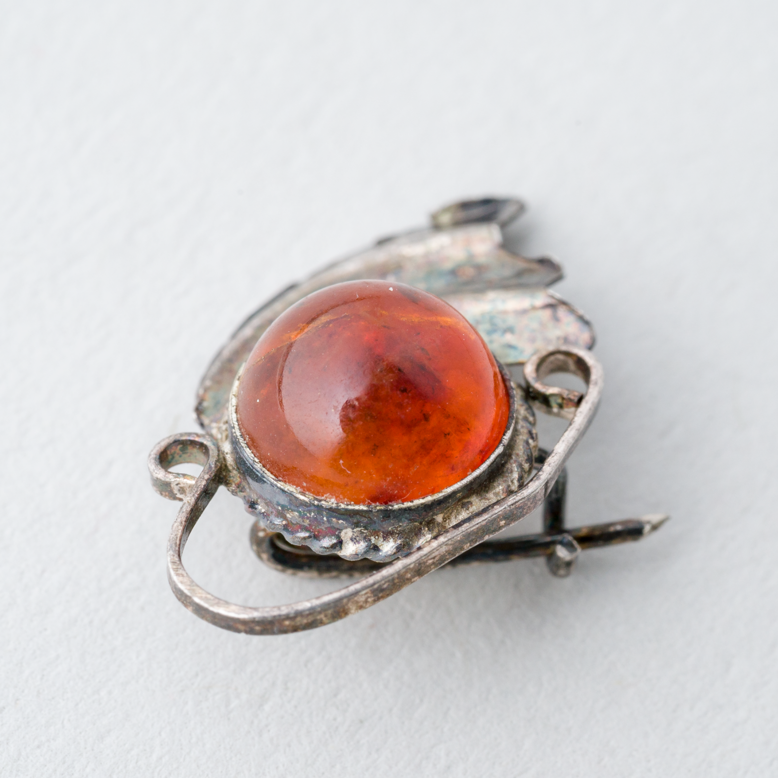 Kleine Brosche Silber 0,95 g Bernstein3