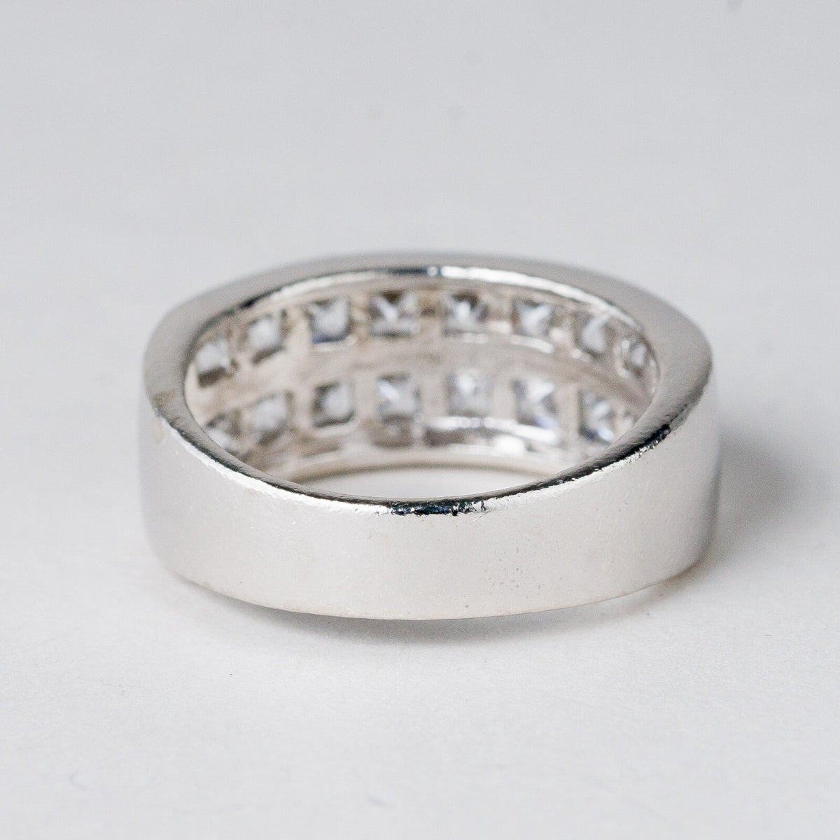 Silber Ring 925 Weiße Steine Größe 57 (18,1 mm Ø) 6,8 g4