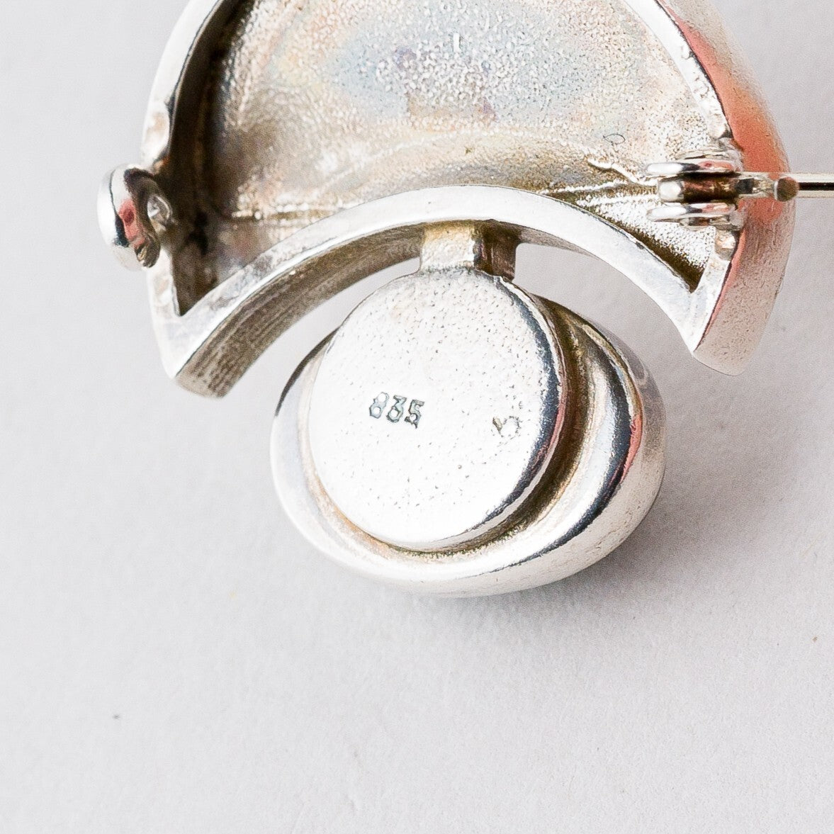 Silber Brosche 835 Grüner Stein 2,4 cm 7,86 g6
