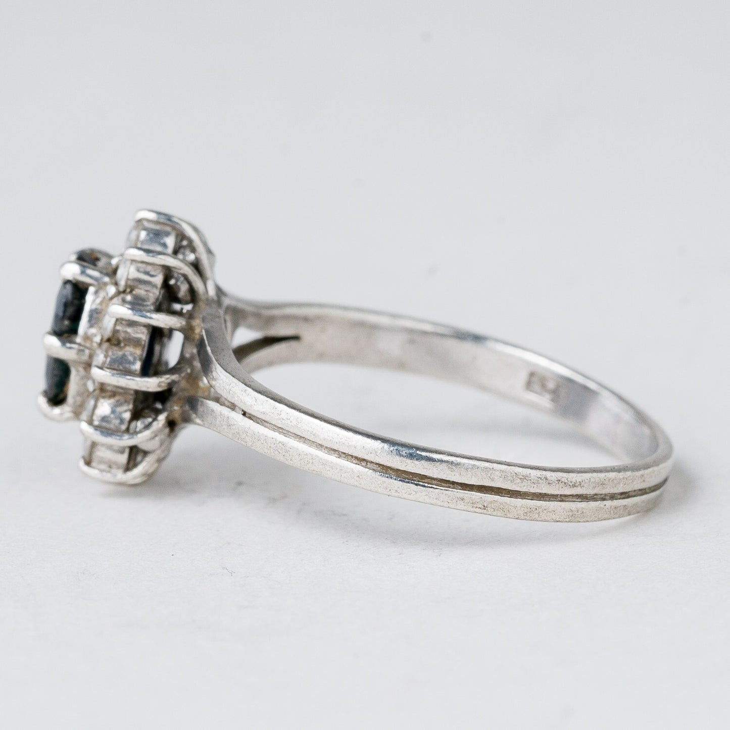 Silber Ring 925 Blauer Stein Größe 57 (18,1 mm Ø) 2,86 g4