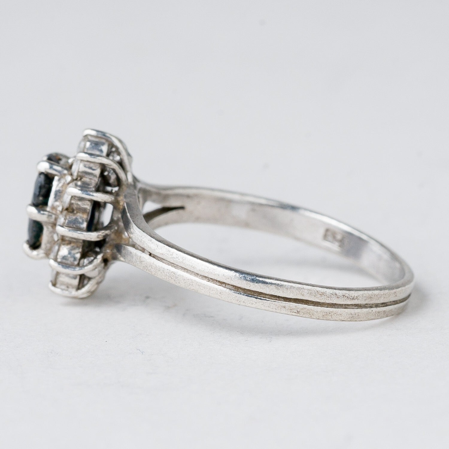 Silber Ring 925 Blauer Stein Größe 57 (18,1 mm Ø) 2,86 g4