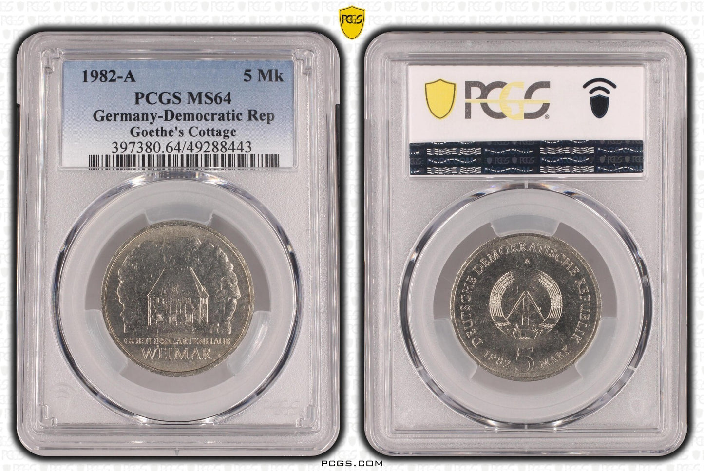5 Mark DDR 1982 A Goethes Gartenhaus Weimar PCGS MS640