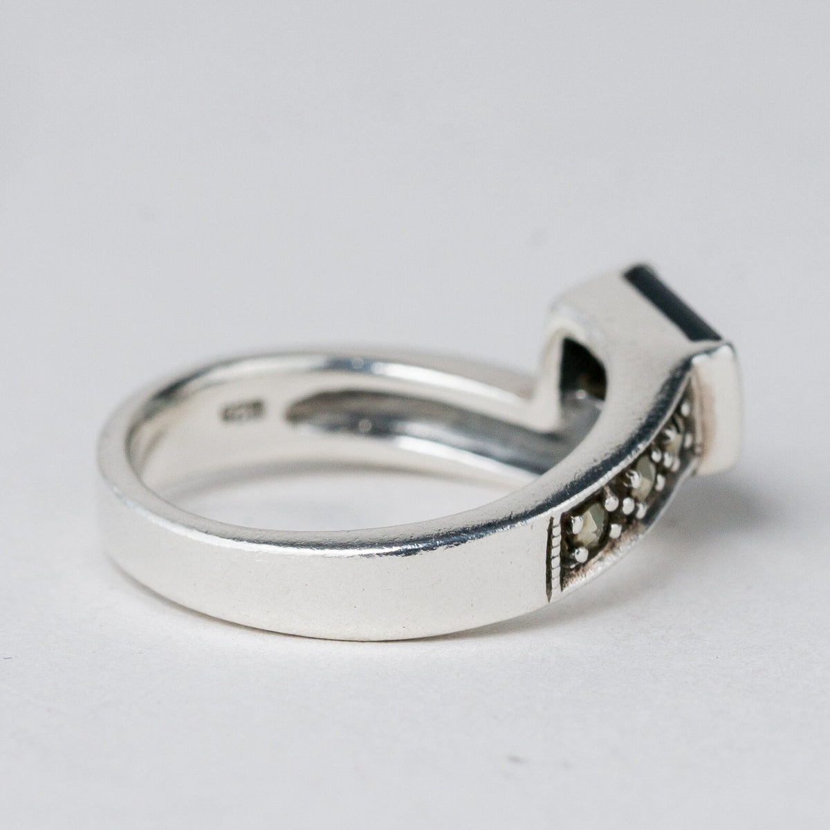 Silber Ring 925 Schwarzer Stein Größe 54 (17,2 mm Ø) 4,82 g4