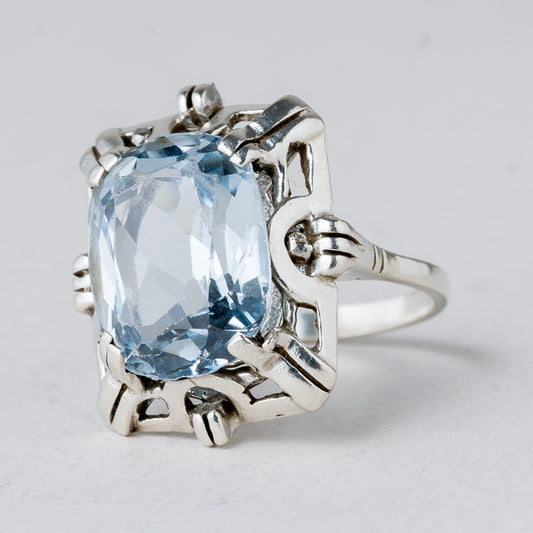 Silber Ring 800 Blauer Stein Größe 52 (16,5 mm Ø) 4,83 g0