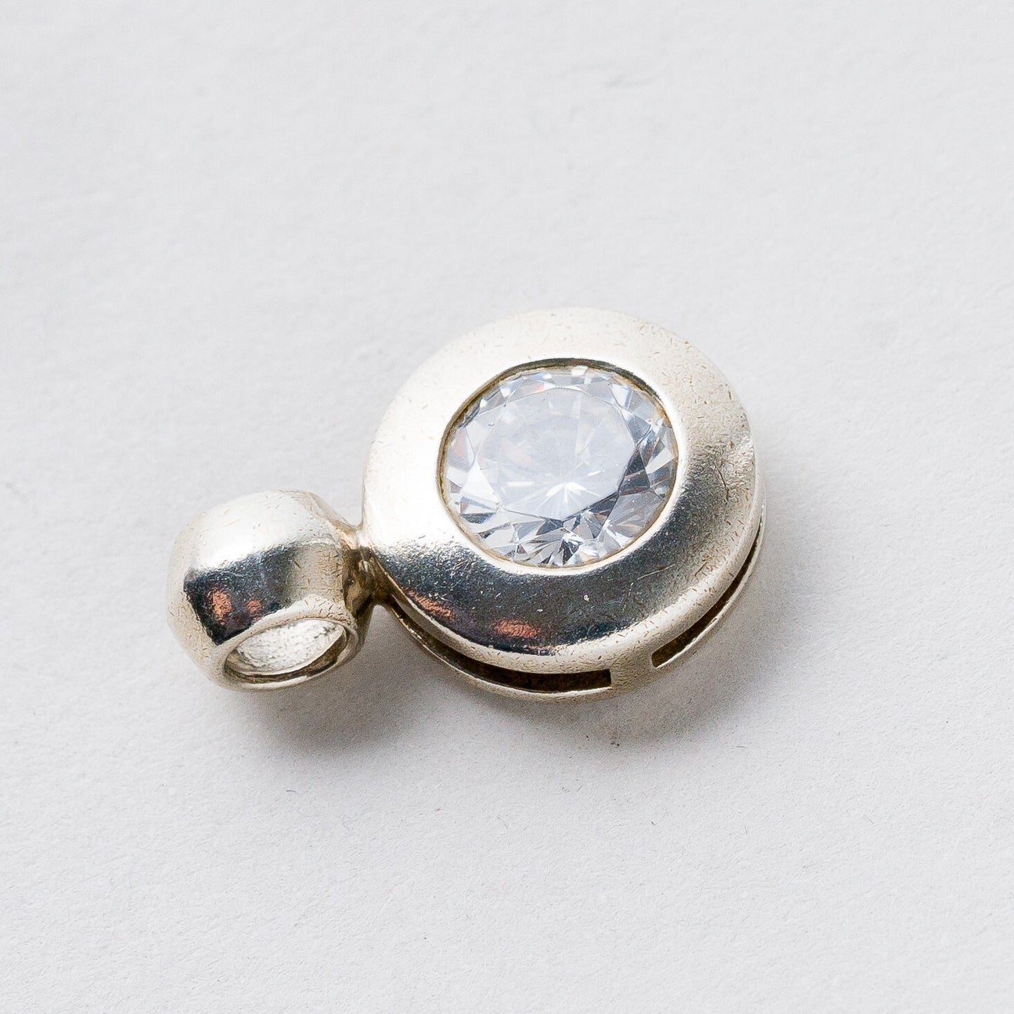 Silber Anhänger Kettenanhänger 925 Weißer Stein 2 cm 3 g2