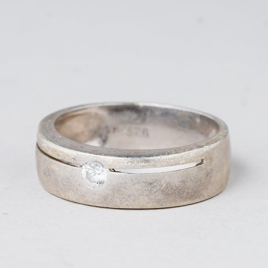 Ring Weißer Stein 3,39 g 925er Silber Größe 54 (17,2 mm Ø)0