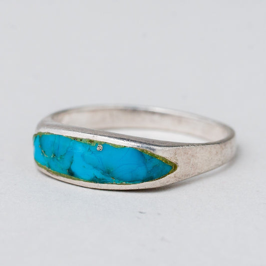 Silber Ring 925 Blauer Stein Größe 56 (17,8 mm Ø) 2,66 g0