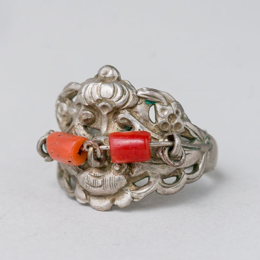 Silber Ring Roter Stein Größe flexibel ca. 55 3,75 g0