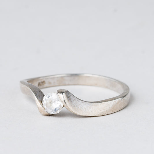 Ring Weißer Stein 1,99 g 925er Silber Größe 55 (17,5 mm Ø)0