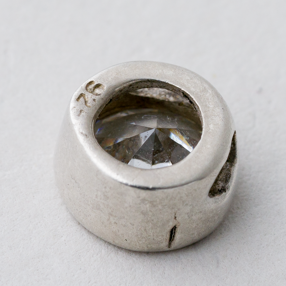 Anhänger Weißer Stein 925er Silber 1,2 g 0,8 cm1