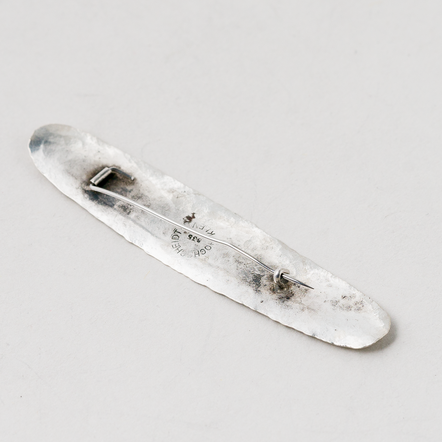 Brosche Hammerschlag 835er Silber 6,25 g 8 cm1