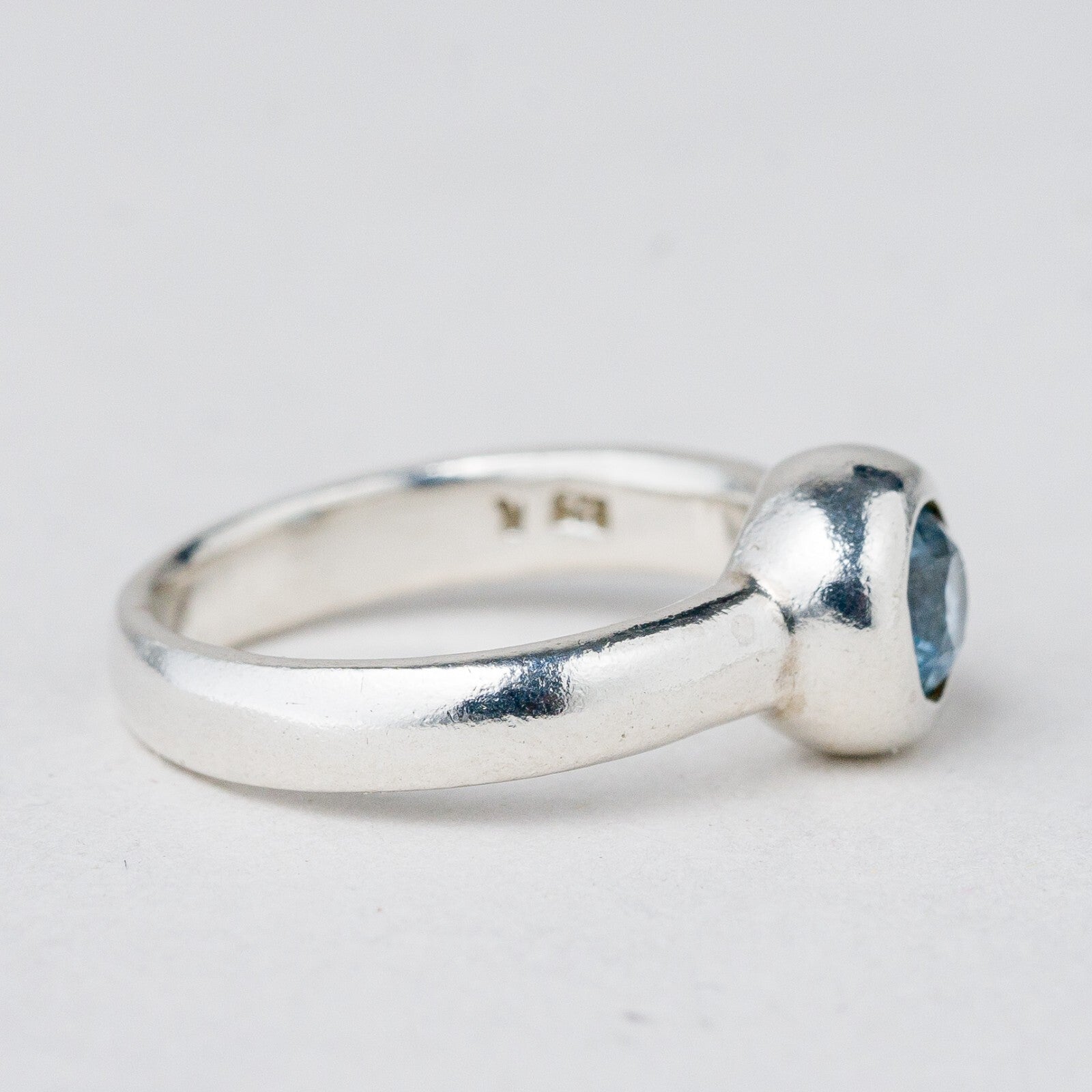 Silber Ring 925 Blauer Stein Größe 49 (15,6 mm Ø) 3,81 g2