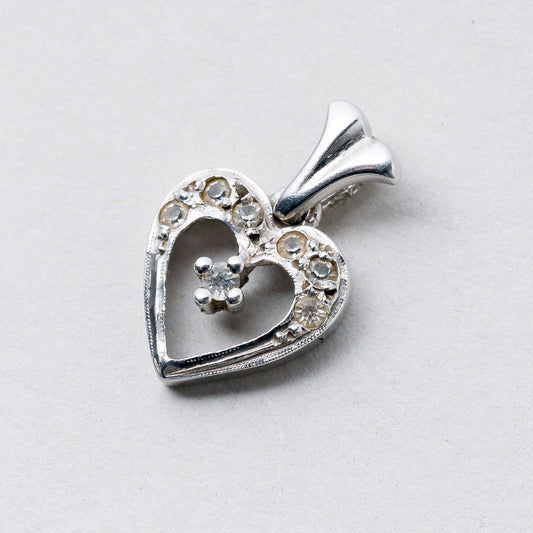 Silber Anhänger Kettenanhänger 925 Herz Weiße Steine 2 cm 1,38 g0