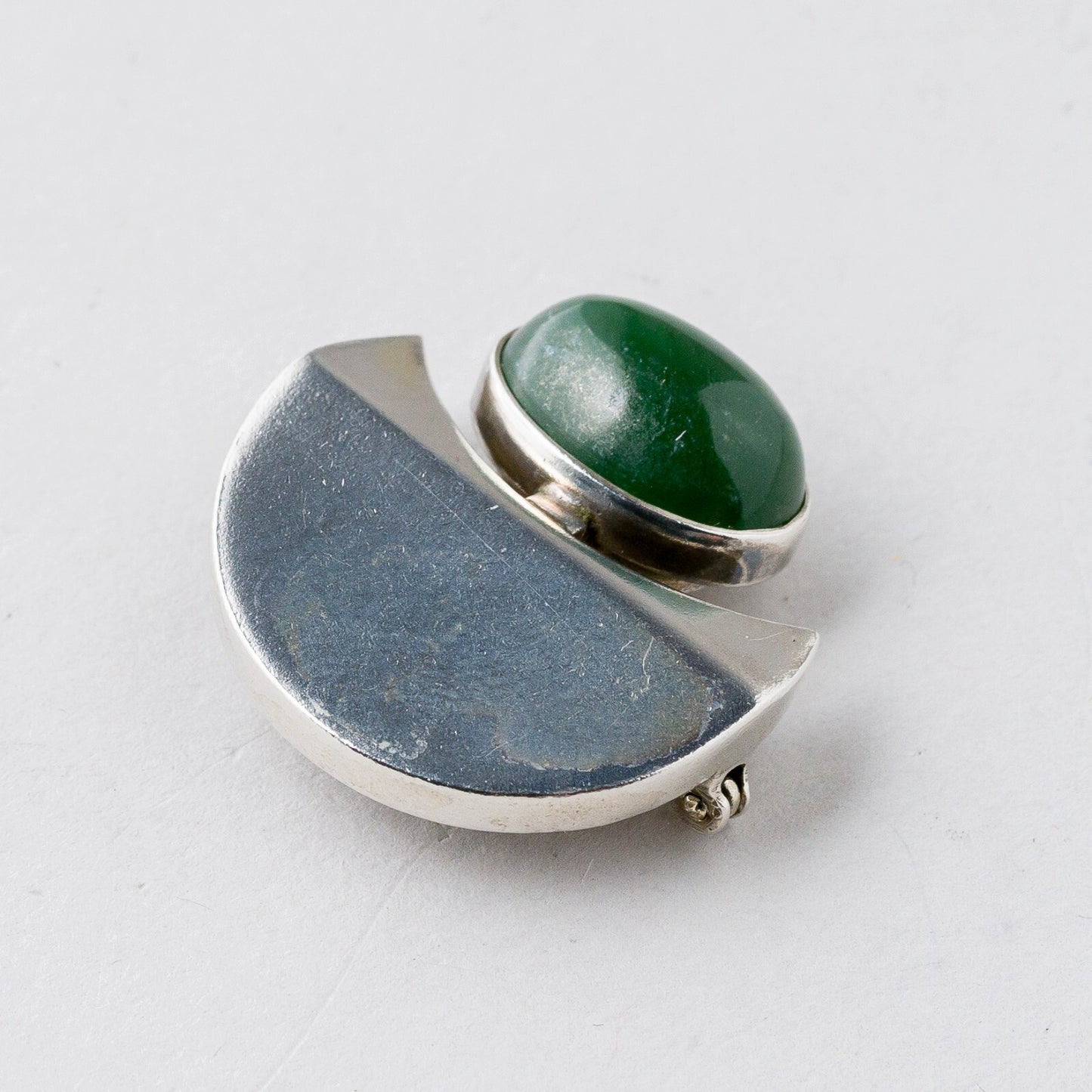Silber Brosche 835 Grüner Stein 2,4 cm 7,86 g3
