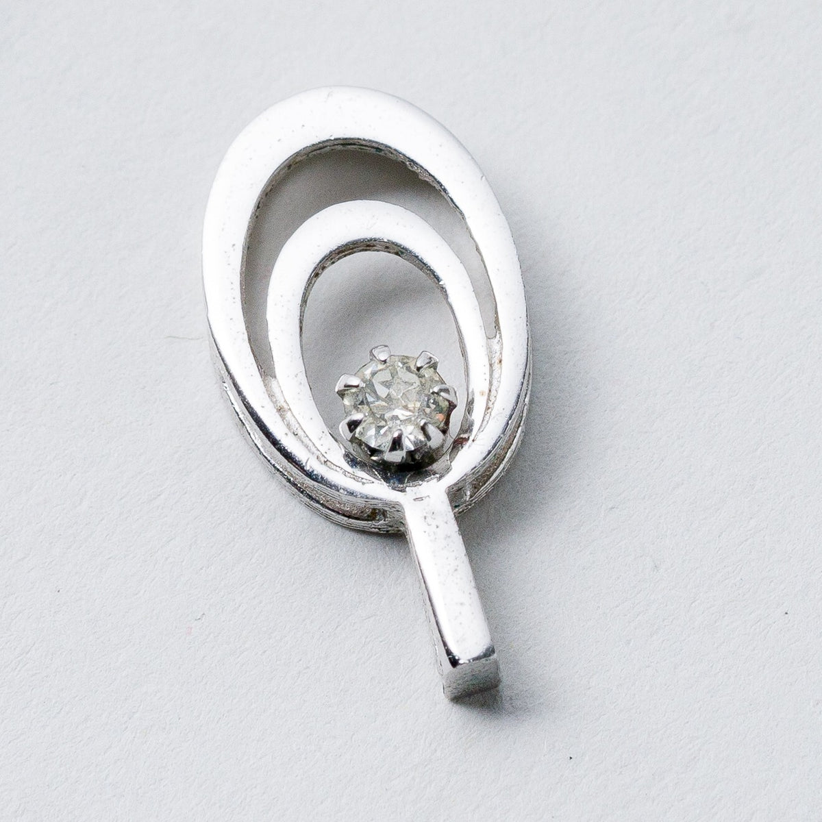 Anhänger 835 Silber Weißer Stein 2 cm 1,57 g1