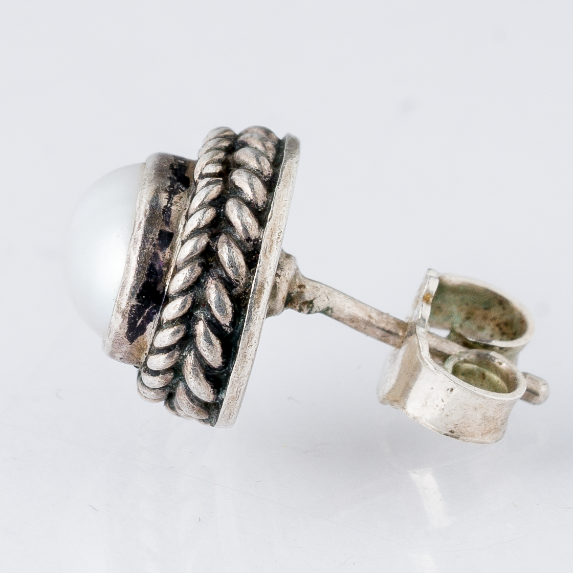 Einzelner Ohrring Ohrstecker Perlmutt 925er Silber 2,29 g1
