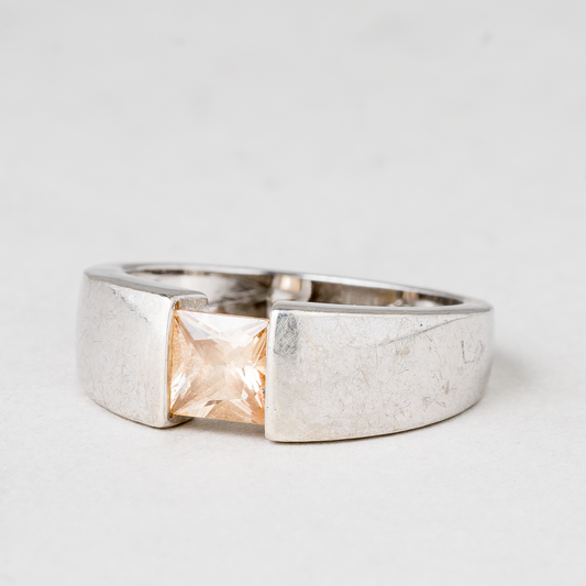 Ring Gelber Stein 925er Silber 5,68 g Größe 56 (17,8 mm Ø)0