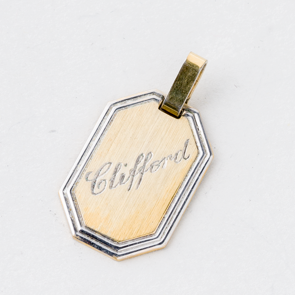 Anhänger Namensschild "Clifford" 835er Silber 5,59 g 3,2 cm0
