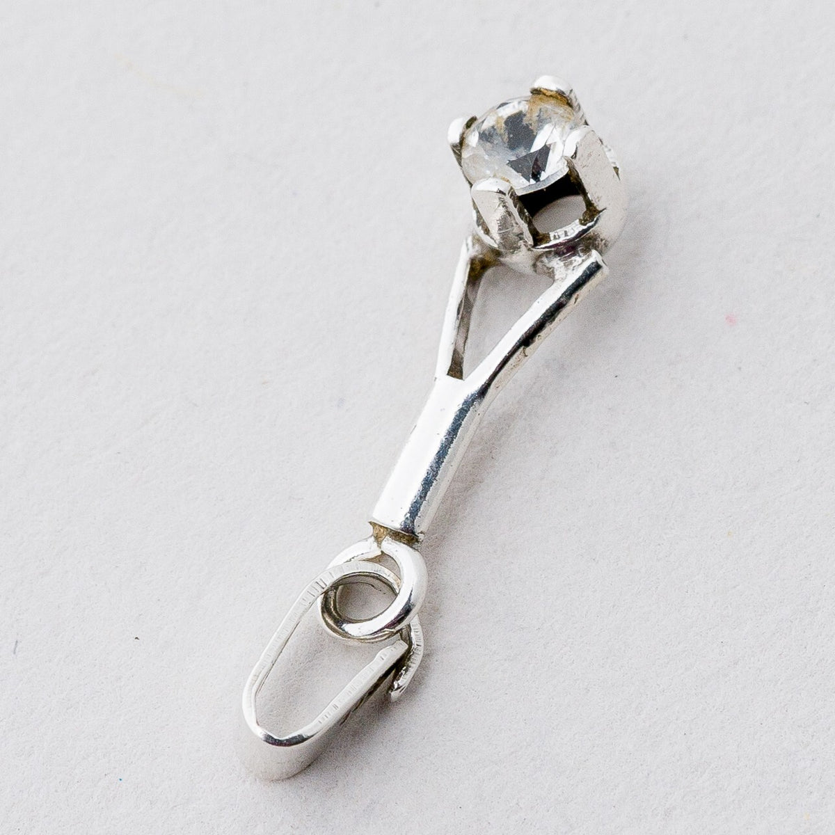 Anhänger Silber 835 Weißer Stein 2,3 cm 0,6 g2