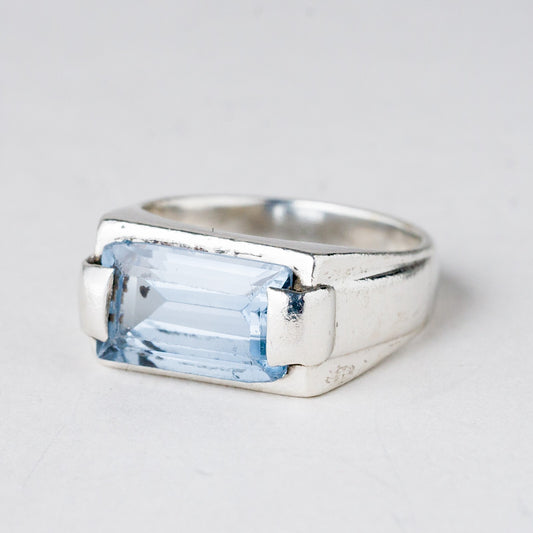 Silber Ring Blauer Stein Größe 52 (16,5 mm Ø) 6,67 g0