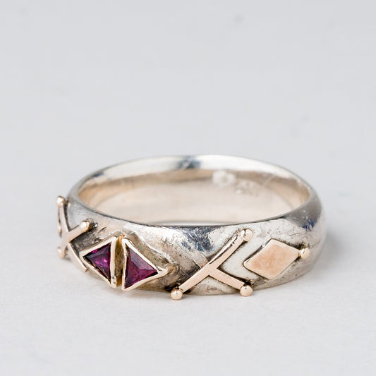 Ring Rote Steine 4,19 g 925er Silber Größe 52 (16,5 mm Ø)0