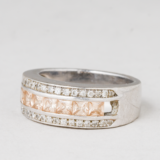Ring Steinbesatz 925er Silber 8,37 g Größe 58 (18,4 mm Ø)0