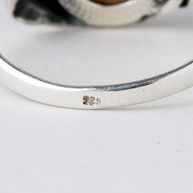 Silber Ring 925 Bernstein Größe 64 (20,3 mm Ø) 3,67 g5