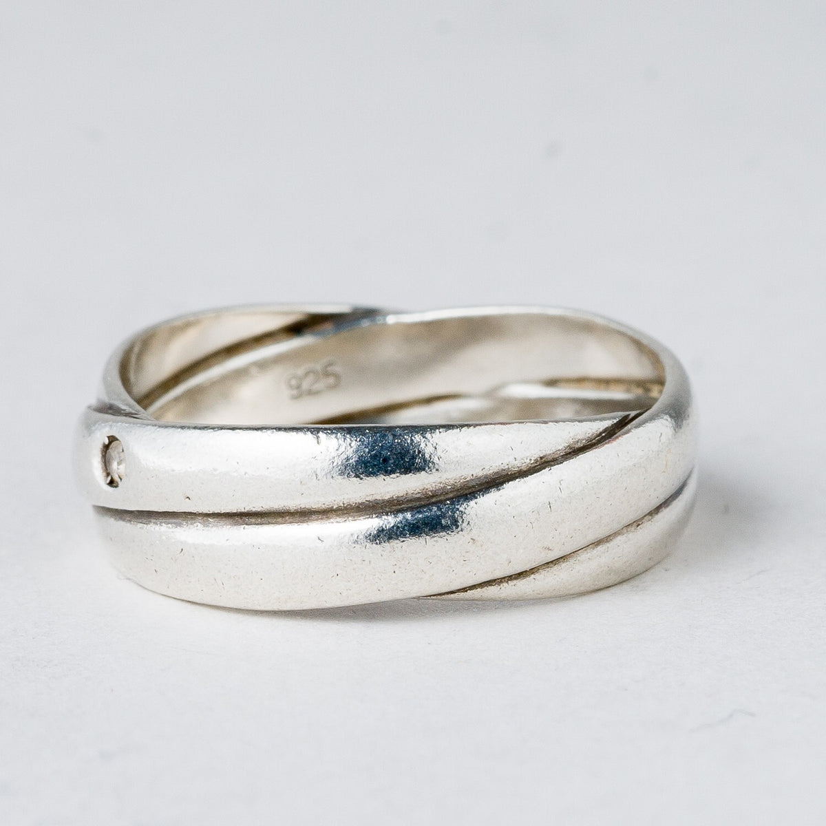 Silber Ring 925 Weiße Steine Größe 59 (18,8 mm Ø) 4,58 g5