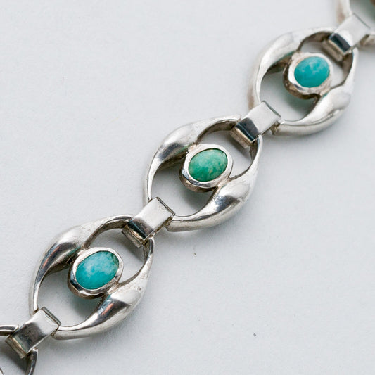 Silber Armband 18,5 cm 925 Grüne Steine 19,55 g0