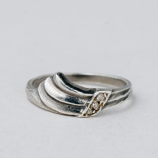 Silber Ring 925 Weißer Stein Größe 50 (15,9 mm Ø) 1,72 g0