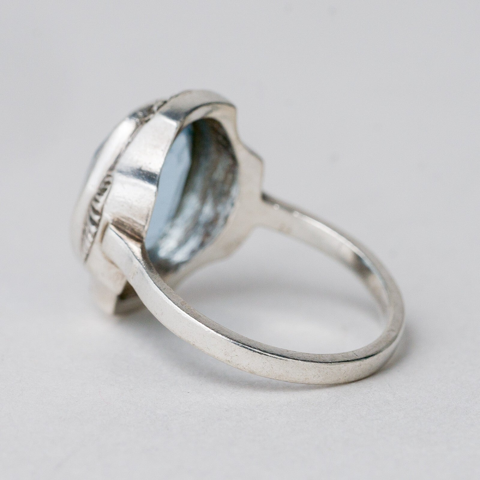 Silber Ring 835 Blauer Stein Größe 56 (17,8 mm Ø) 5,15 g2