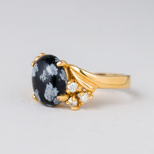 Ring Schwarzer Stein 3,66 g 925er Silber vergoldet Größe 50 (15,9 mm Ø)0