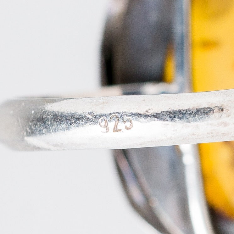 Ring Bernstein 7,52 g 925er Silber Größe 65 (20,6 mm Ø)3