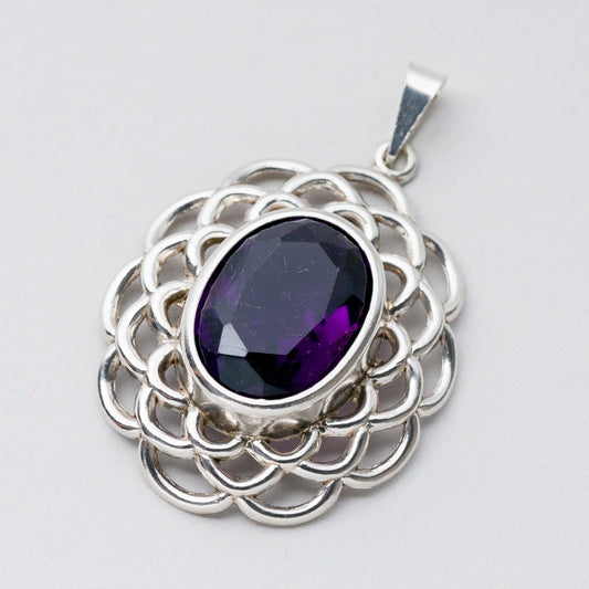 Anhänger Silber 835 Lila Stein 3,5 cm 3,76 g0