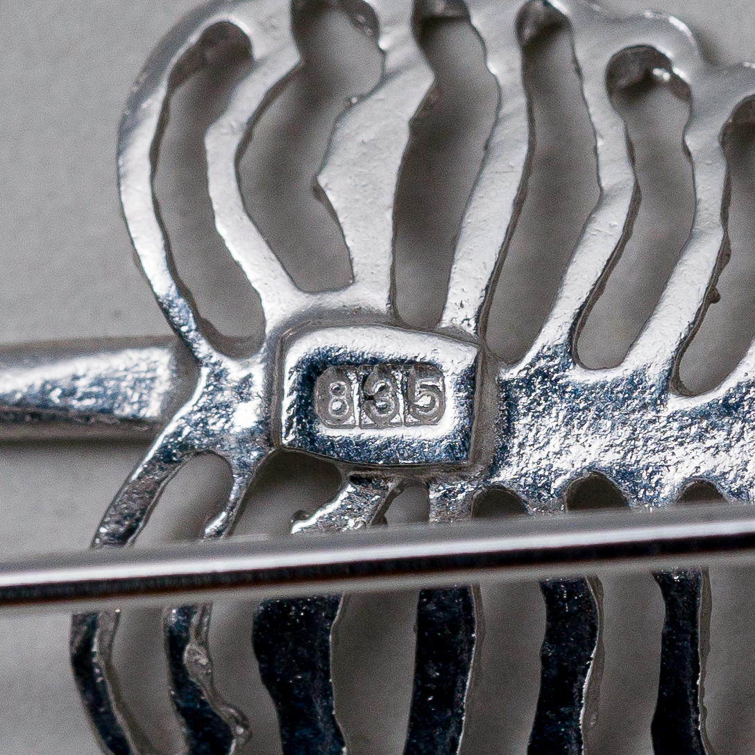 Brosche Blatt 835er Silber 3,89 g 4 cm2