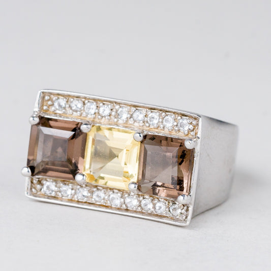 Ring Braune Stein 10,22 g 925er Silber Größe 54 (17,2 mm Ø)0