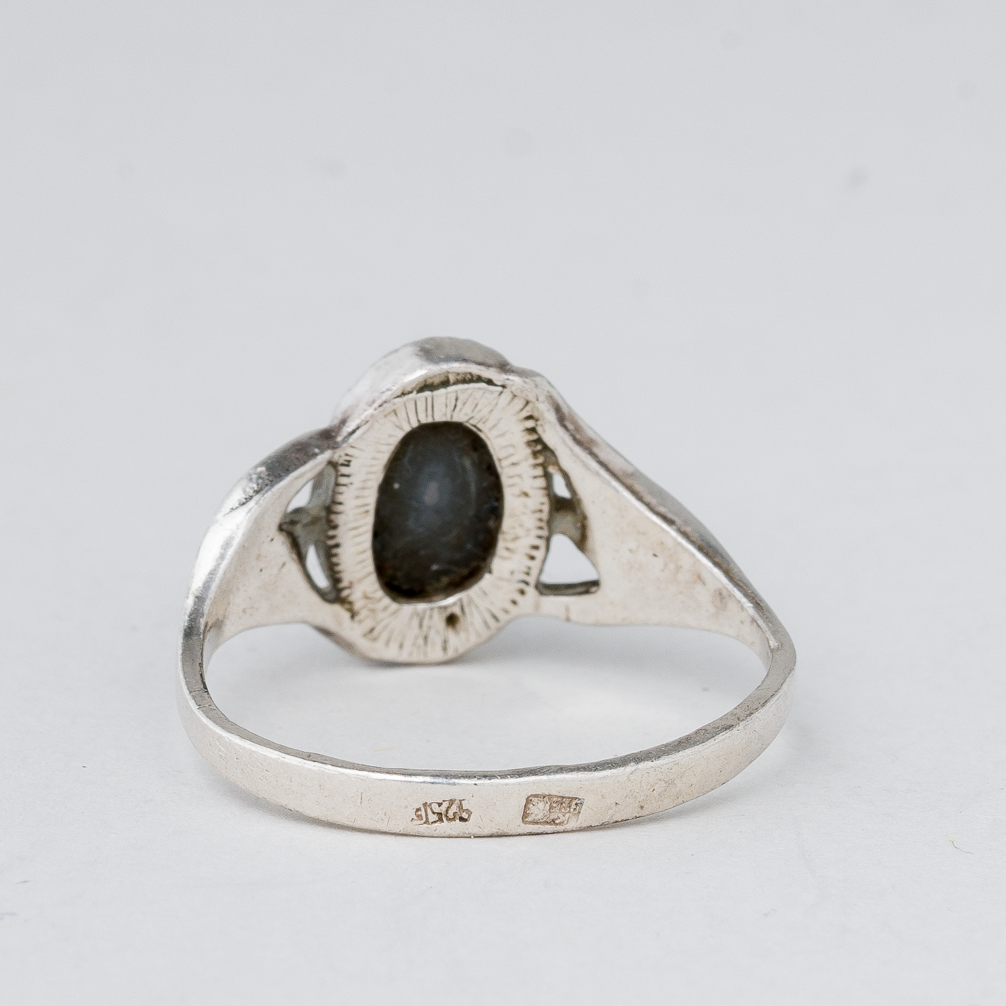 Ring schwarzer Stein 2,75 g 925er Silber Größe 54 (17,2 mm Ø)2