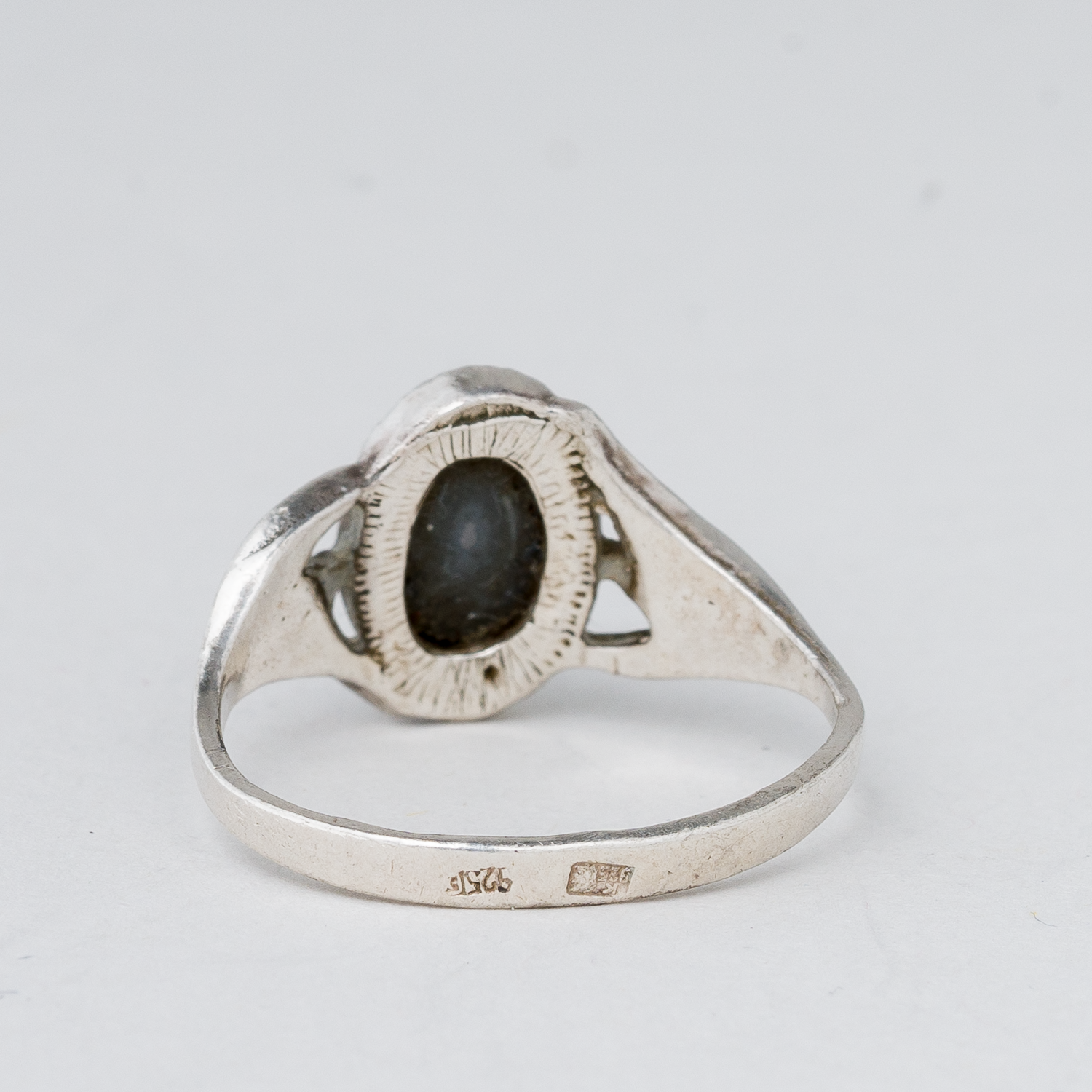 Ring schwarzer Stein 2,75 g 925er Silber Größe 54 (17,2 mm Ø)2
