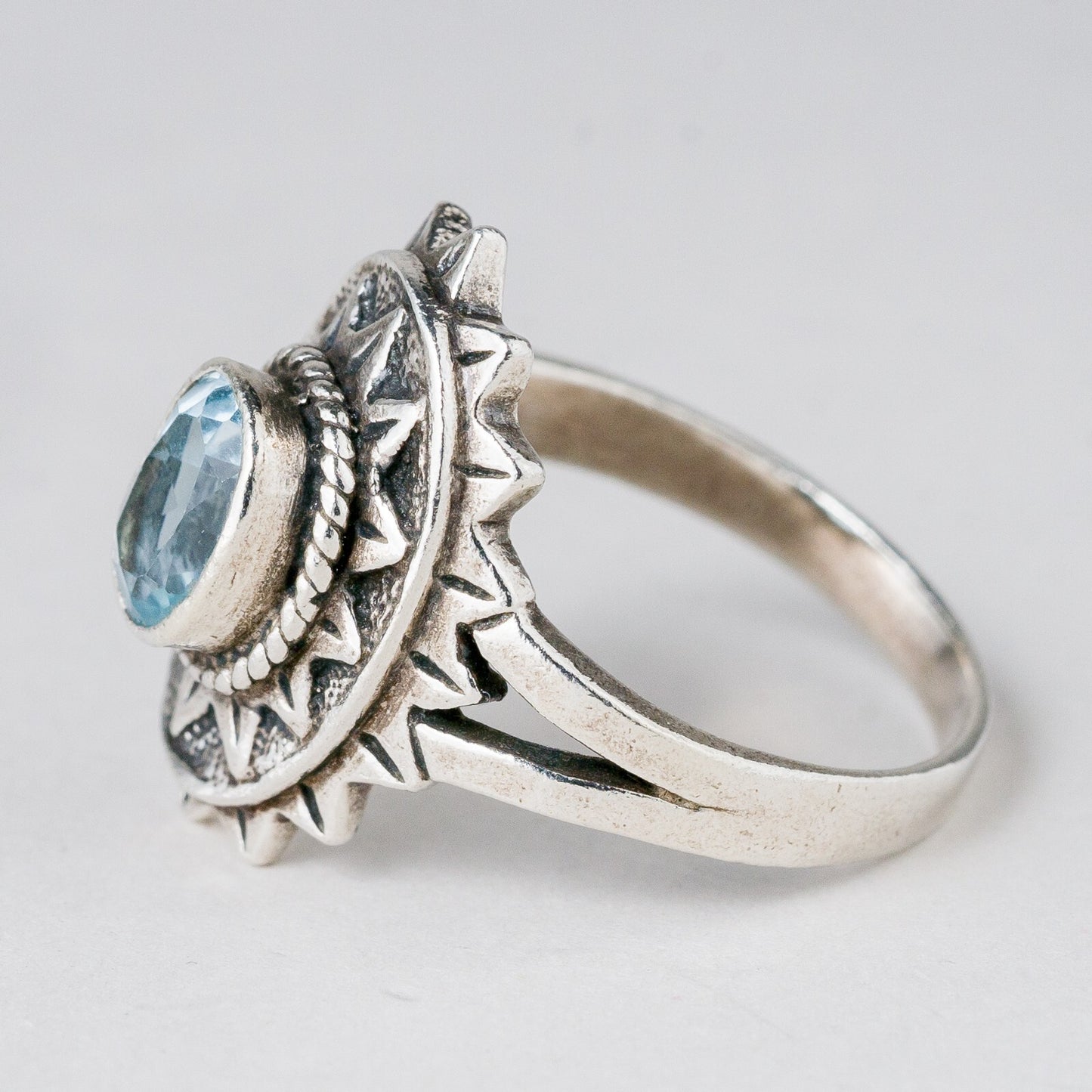 Silber Ring 925 Blauer Stein Größe 61 (19,4 mm Ø) 5,99 g1