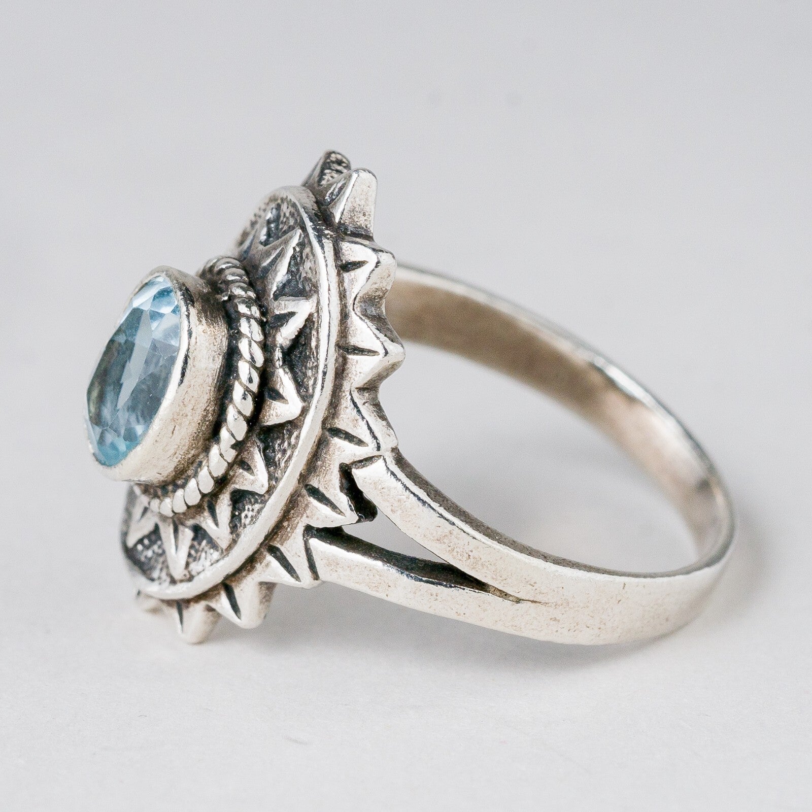 Silber Ring 925 Blauer Stein Größe 61 (19,4 mm Ø) 5,99 g1