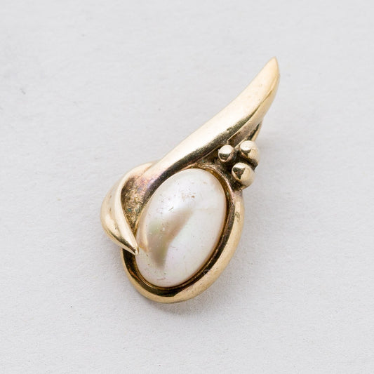 Anhänger 925 Silber vergoldet Perle 2,2 cm 2,38 g0