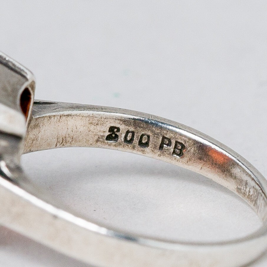 Silber Ring 830 Roter Stein Größe 51 (16,2 mm Ø) 3,44 g6
