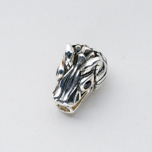 Anhänger Silber 925 Drachenkopf Schwarze Steine 1,5 cm 4,07 g0