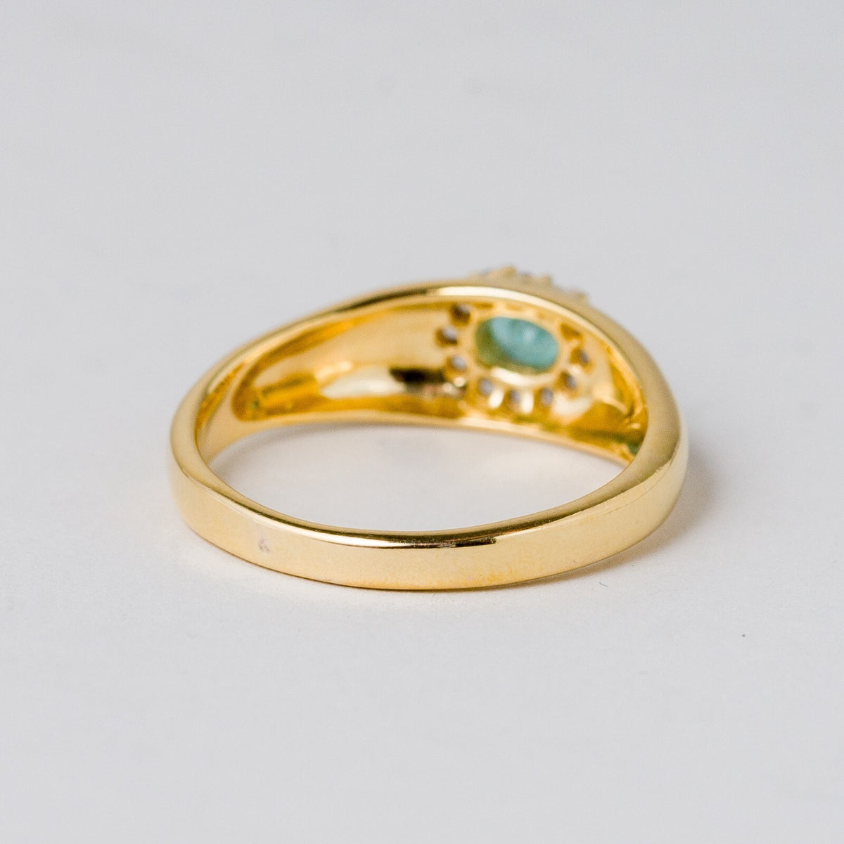 Silber Ring 925 Vergoldet Grüner Stein Größe 63 (20,0 mm Ø) 3,98 g3
