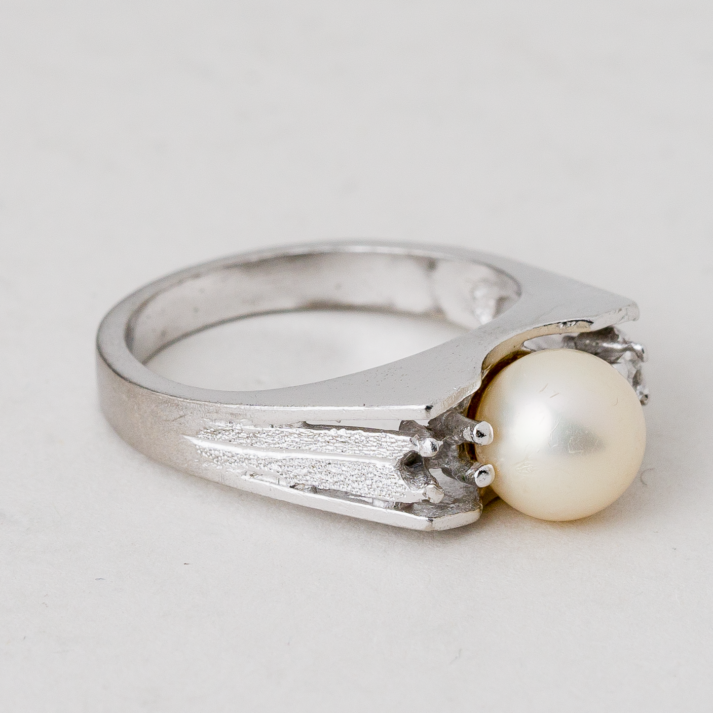 Ring Perle Steinbesatz 4,88 g 925er Silber Größe 57 (18,1 mm Ø)1