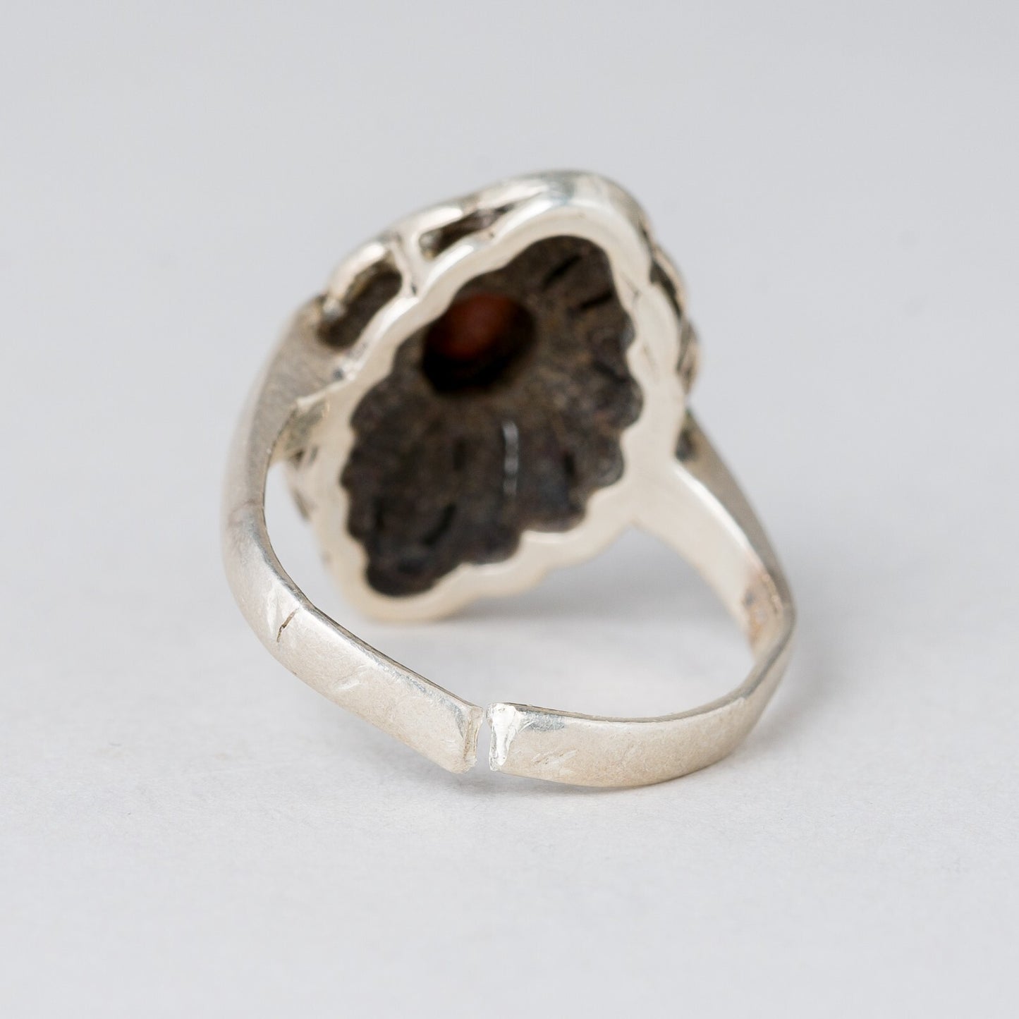 Ring Roter Stein 4,66 g Silber Größe flexibel ca. 573
