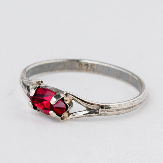 Silber Ring 55 (17,5 mm Ø) 835 Roter Stein 1,06 g0