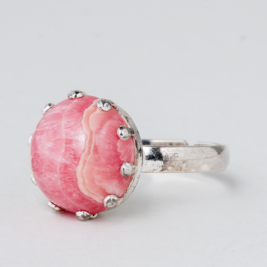 Ring rötlicher Stein 5,57 g 835er Silber flexible Größe0
