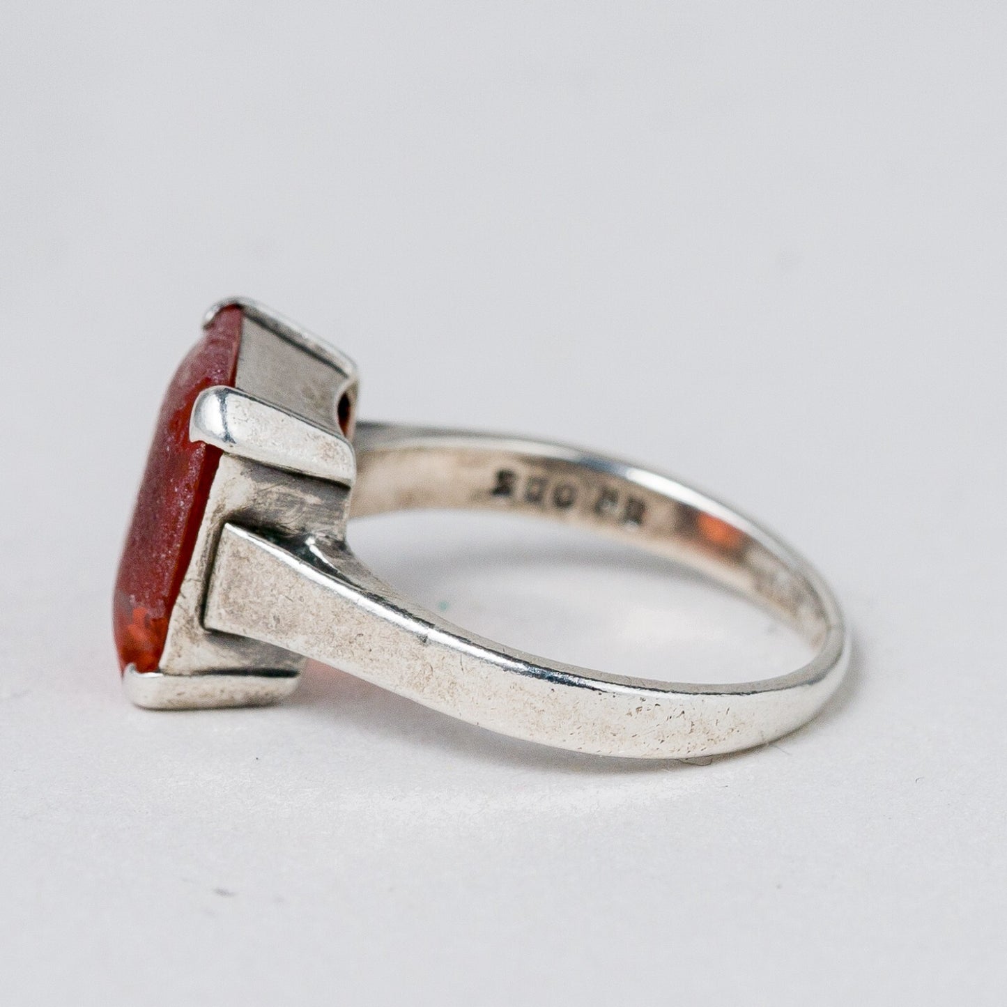 Silber Ring 830 Roter Stein Größe 51 (16,2 mm Ø) 3,44 g1