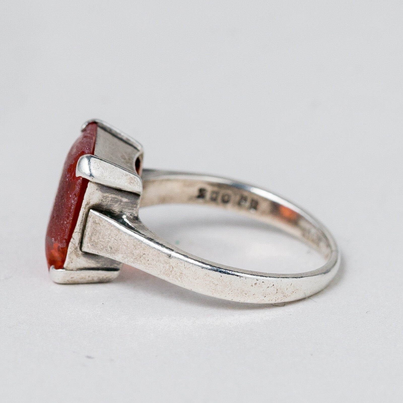Silber Ring 830 Roter Stein Größe 51 (16,2 mm Ø) 3,44 g1
